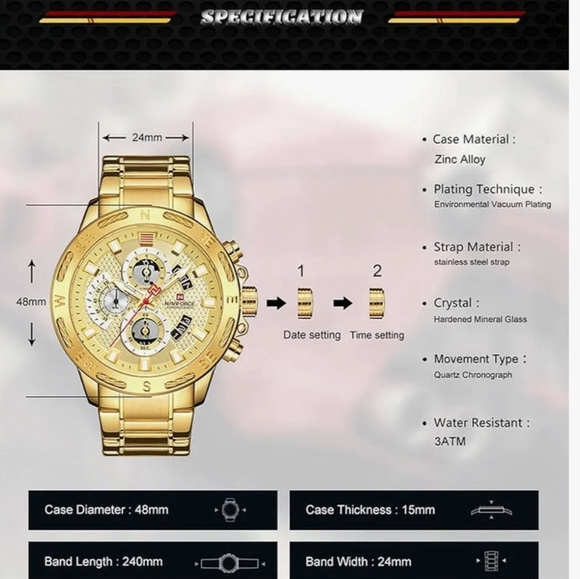 naviforce gold quartz chronograph - Picture 6 of 6